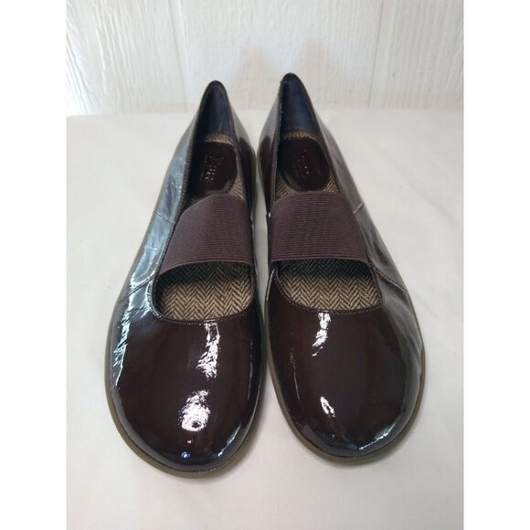 GH Bass Gallop Womens 10 M Cocoa Brown Patent Comfort Flats Elastic Band NEW - Picture 3 of 12